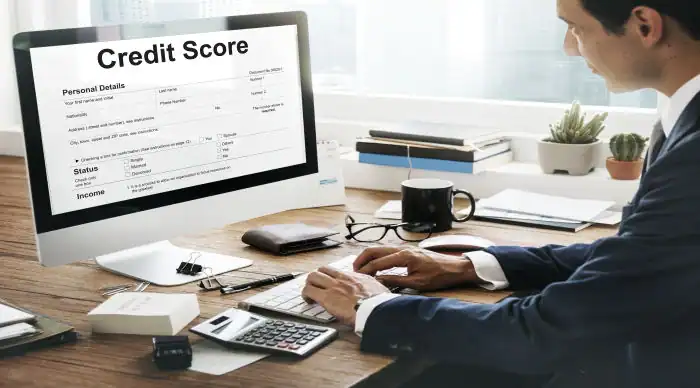 Person reviewing credit score on computer